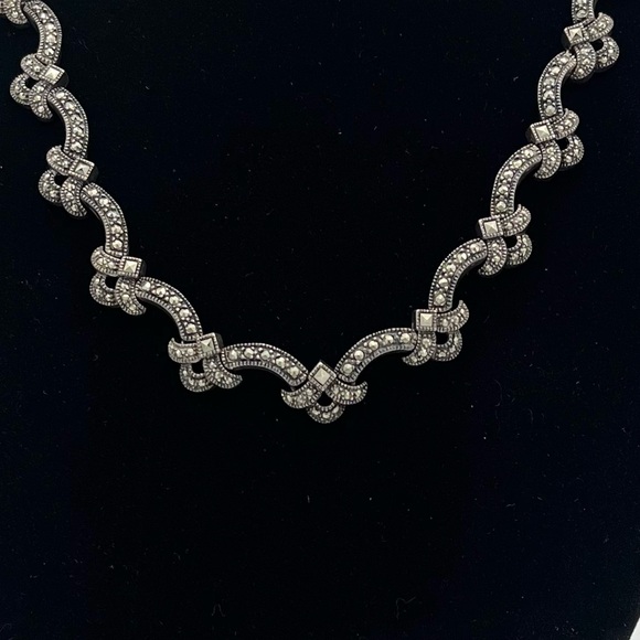 Vintage Terlin 925 Sterling Silver Necklace – Sparkling S-Link Design - Picture 2 of 3